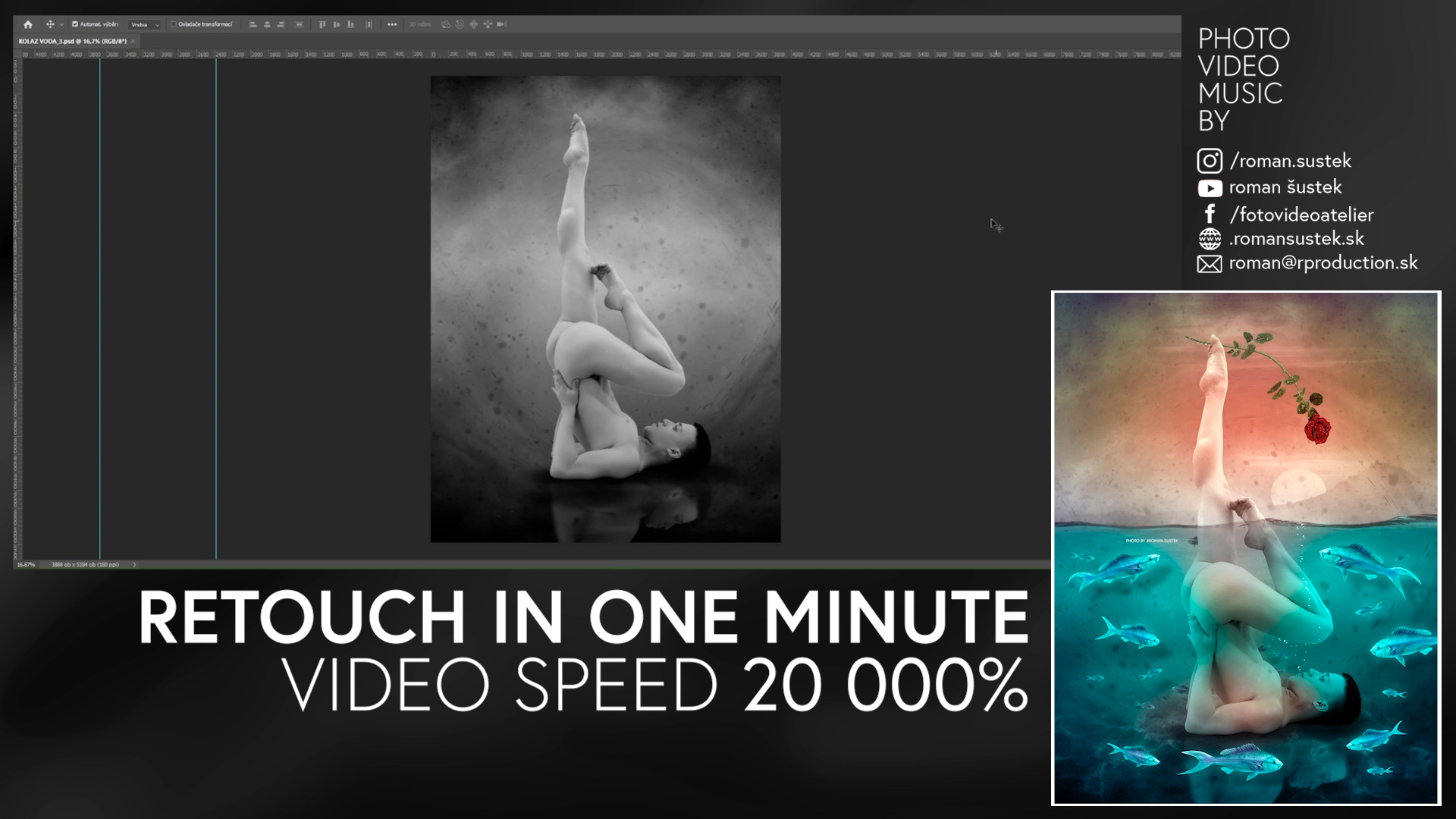 tribute enjoy the silence retouch photo collage with ballet dancer from Slovakia, 20 000% video speed, retouch in one minute